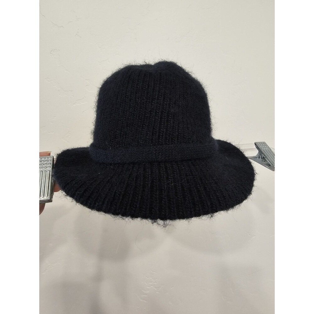 Vintage ARIS Made In USA Acrylic Blend Black Winter Hat Brimmed - Picture 2 of 6